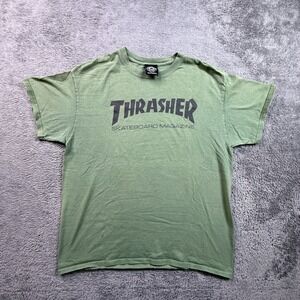 Thrasher Skateboard Magazine T-Shirt Mens L Army Green Short Sleeve Tee